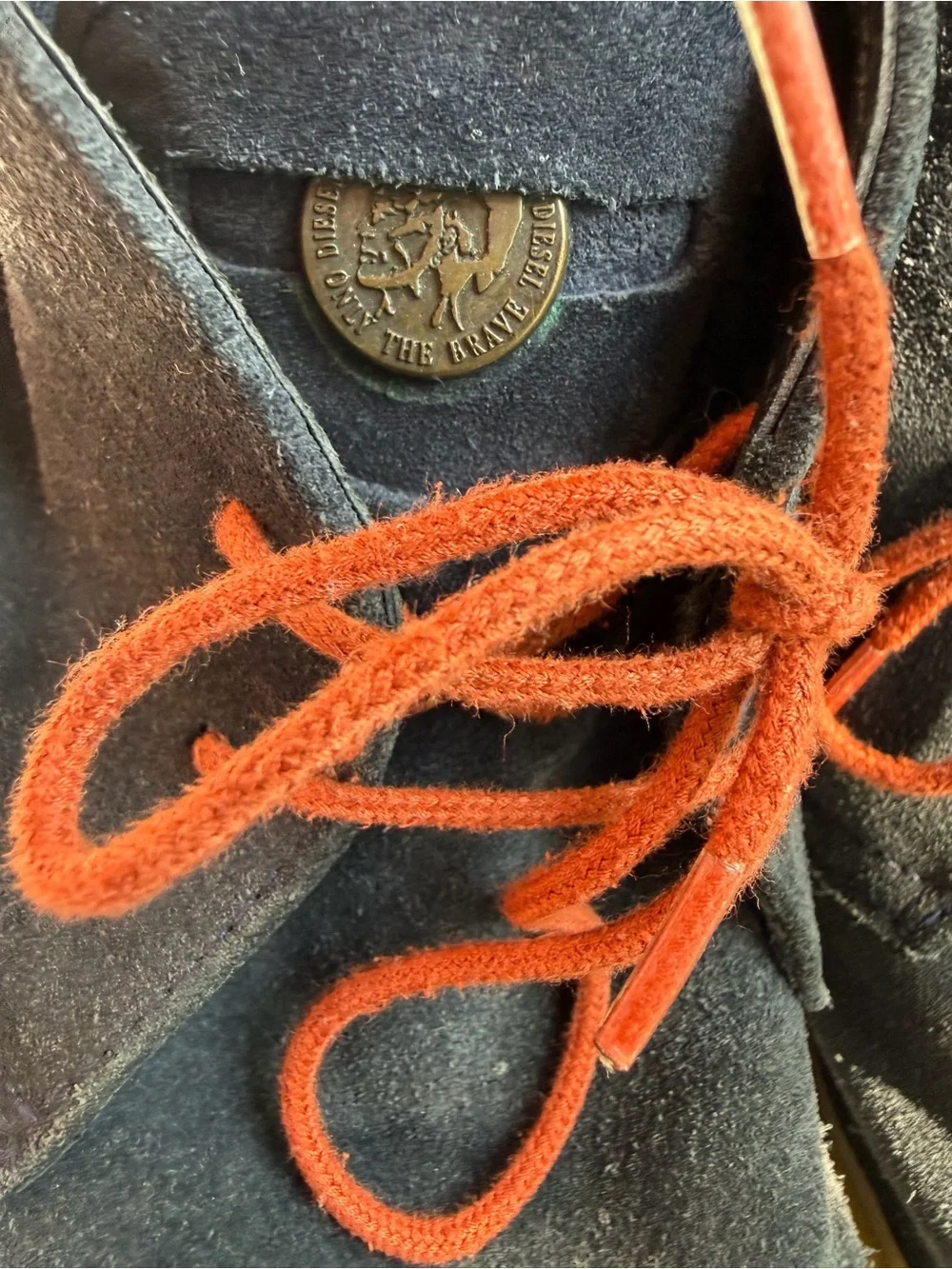 Diesel Men's Black Suede Chukka Boots with Orange Laces